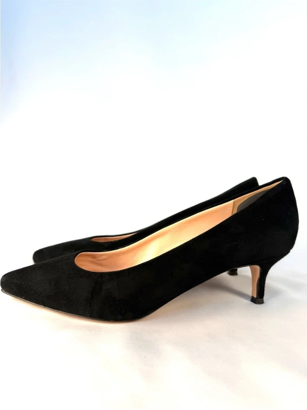 J.Crew Black Suede Kitten Heel Pumps Size 8 Pointed Toe